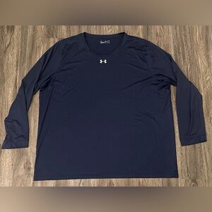 Men’s Under Armour Tech Blue/ Grey Logo Performance Long Sleeve Shirt - 5XL